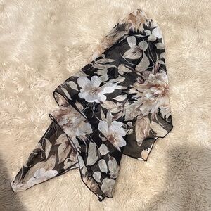 Floral Black and Cream Women's Scarf